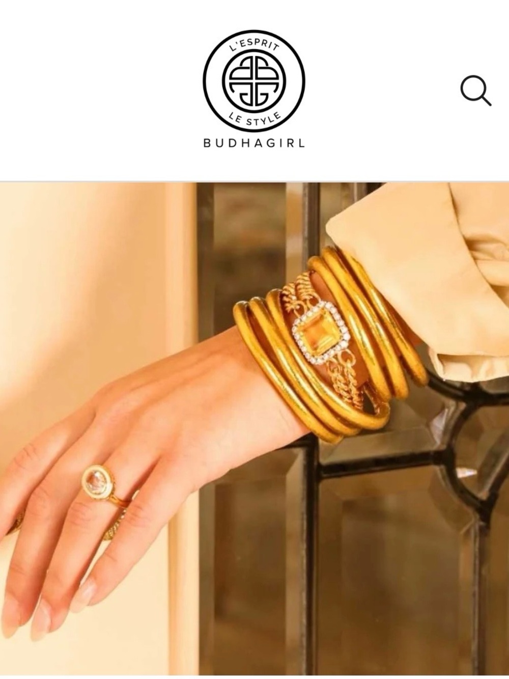 Authentic BuDhaGirl Gold All Weather Bangles Small Set of 6 + Gaga Canister Box - Picture 8 of 11